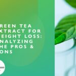 a green leaf on a green and white background with the words "Green Tea Extract for Weight Loss" written on it