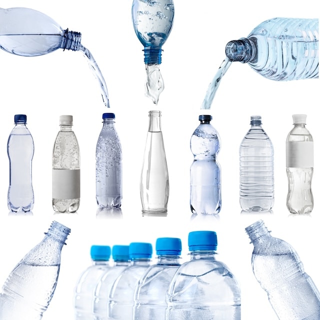 several bottles of water