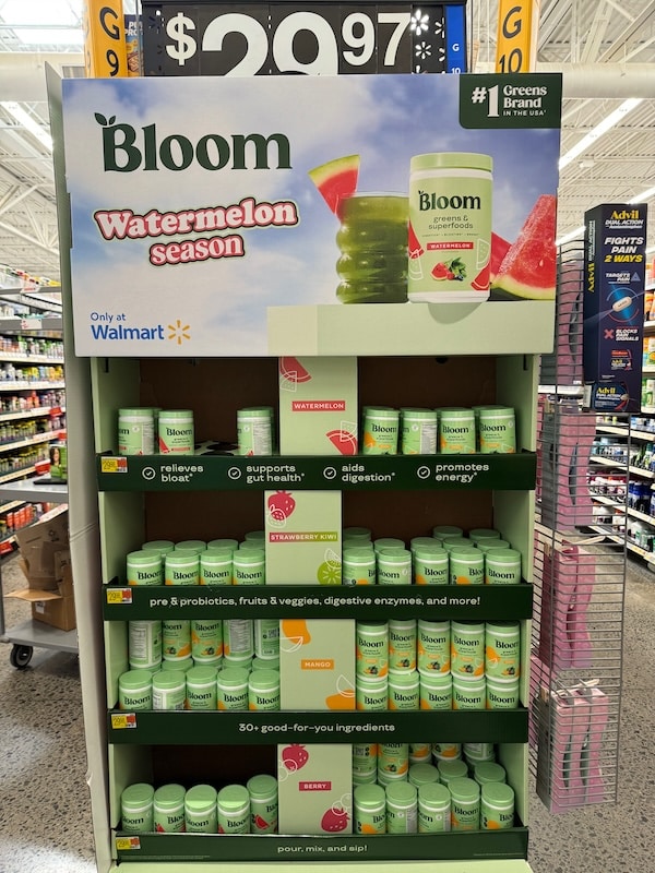 a display of Bloom Greens at Walmart