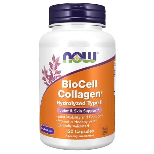 NOW Supplements, BioCell Collagen Hydrolyzed Type II, Clinically Validated, 120 Veg Capsules