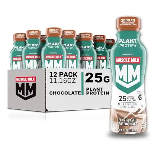 Muscle Milk Plant Based Protein Shake, Chocolate, 11.16 Fl Oz (Pack of 12)