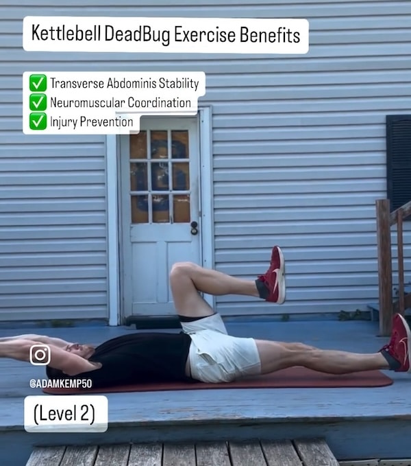 professional athlete adam kemp doing the kb dead bug exercise