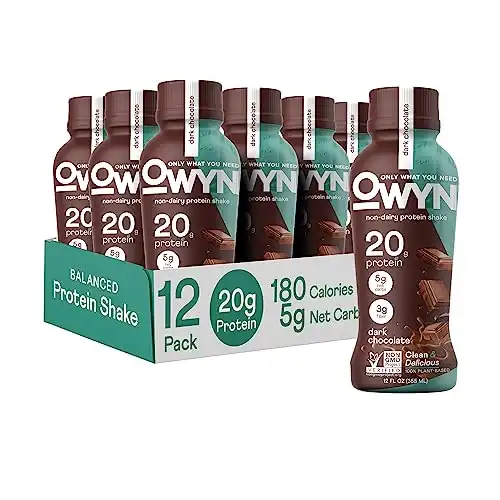 OWYN Only What You Need Plant-Based Protein Shake, Dark Chocolate, 20g Vegan Protein (12 Pack)