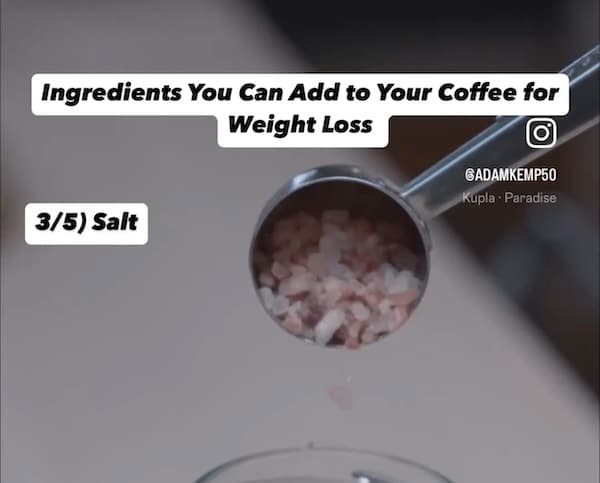 an image of salt in an article on the top 5 ingredients you can add to coffee to burn fat