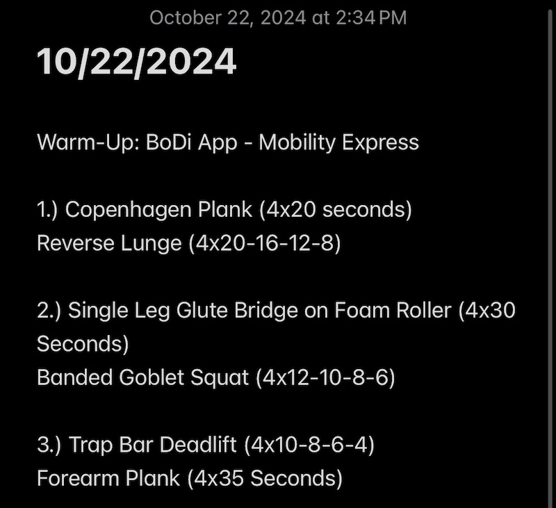 10/22/2024 – Workout of the Day (Lower-Body & Core Strength)