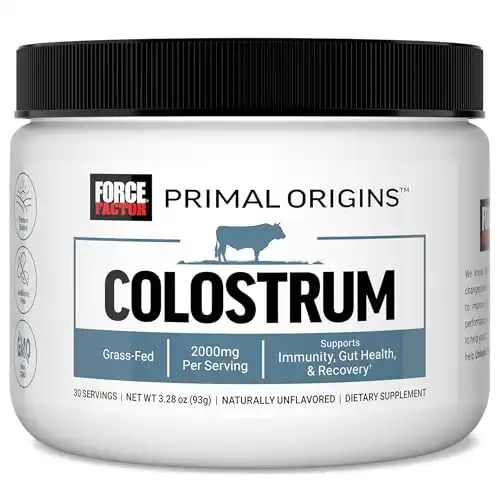 Force Factor Primal Origins Colostrum (Bovine) | For Gut Health, Immunity, Recovery, & More | 30 Servings